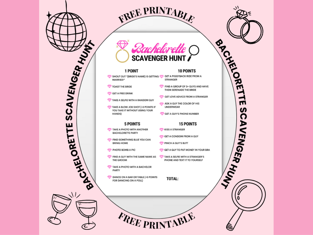 bachelorette scavenger hunt