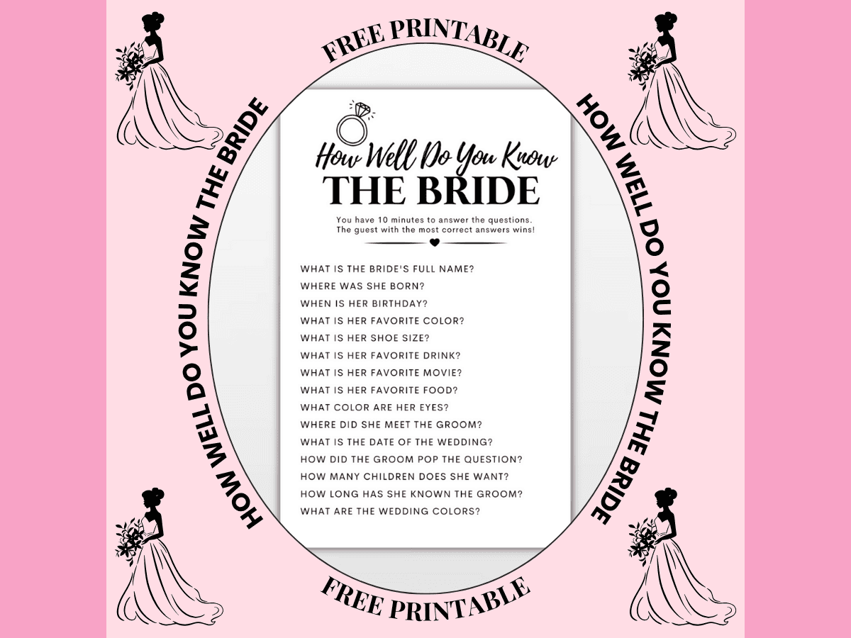 15 Best How Well Do You Know The Bride Questions + Free Printable ...