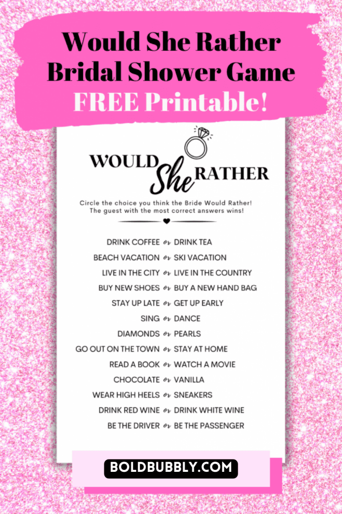 would she rather bridal shower game free download