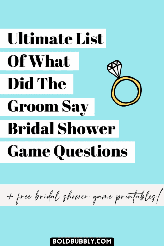 what did the groom say free printable