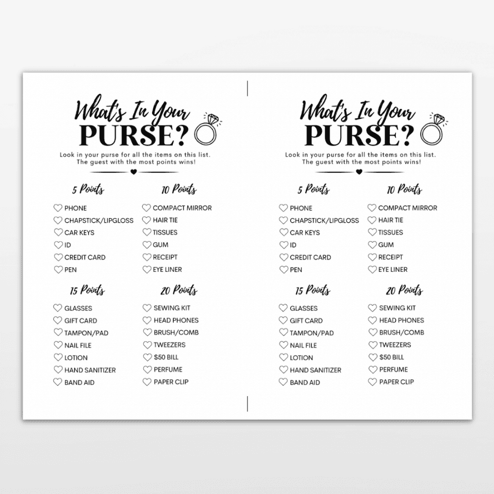 Whats In Your Purse Game Free Printable Bold And Bubbly 2676