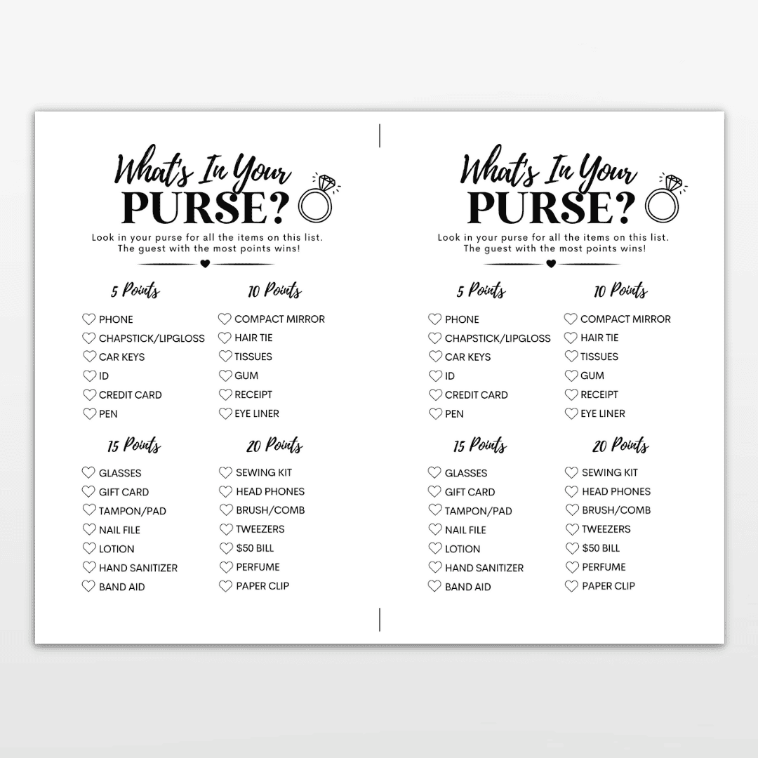 Whats In Your Purse Game Free Printable Bold And Bubbly 5841