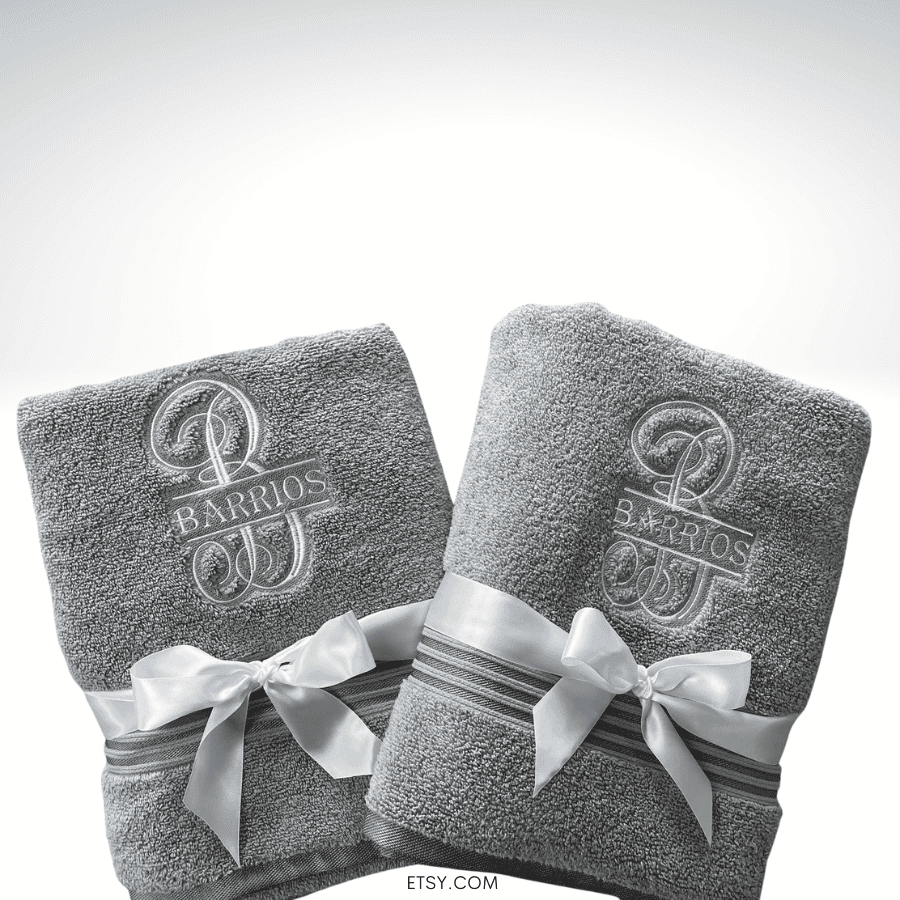 bridal shower gift monogram towels