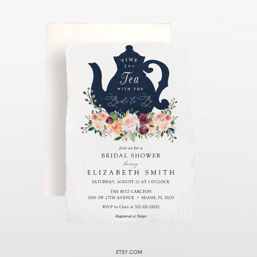 tea party bridal shower invitation