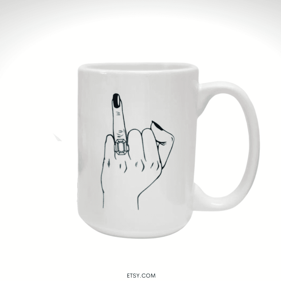 wedding ring finger mug