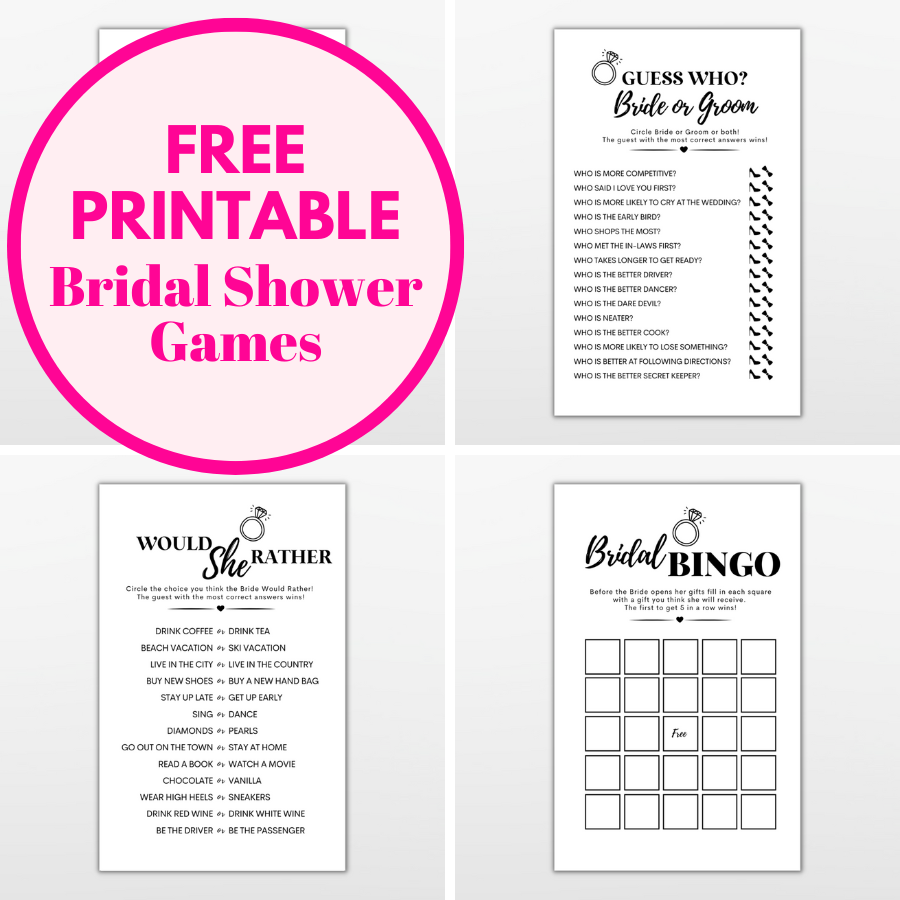free printable bridal shower games