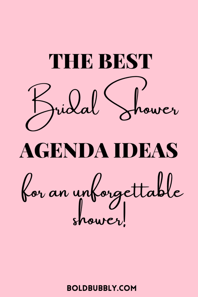 bridal shower agenda ideas