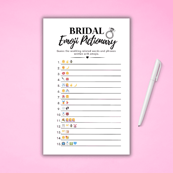 Free Printable Bridal Shower Emoji Game Cards + Answers