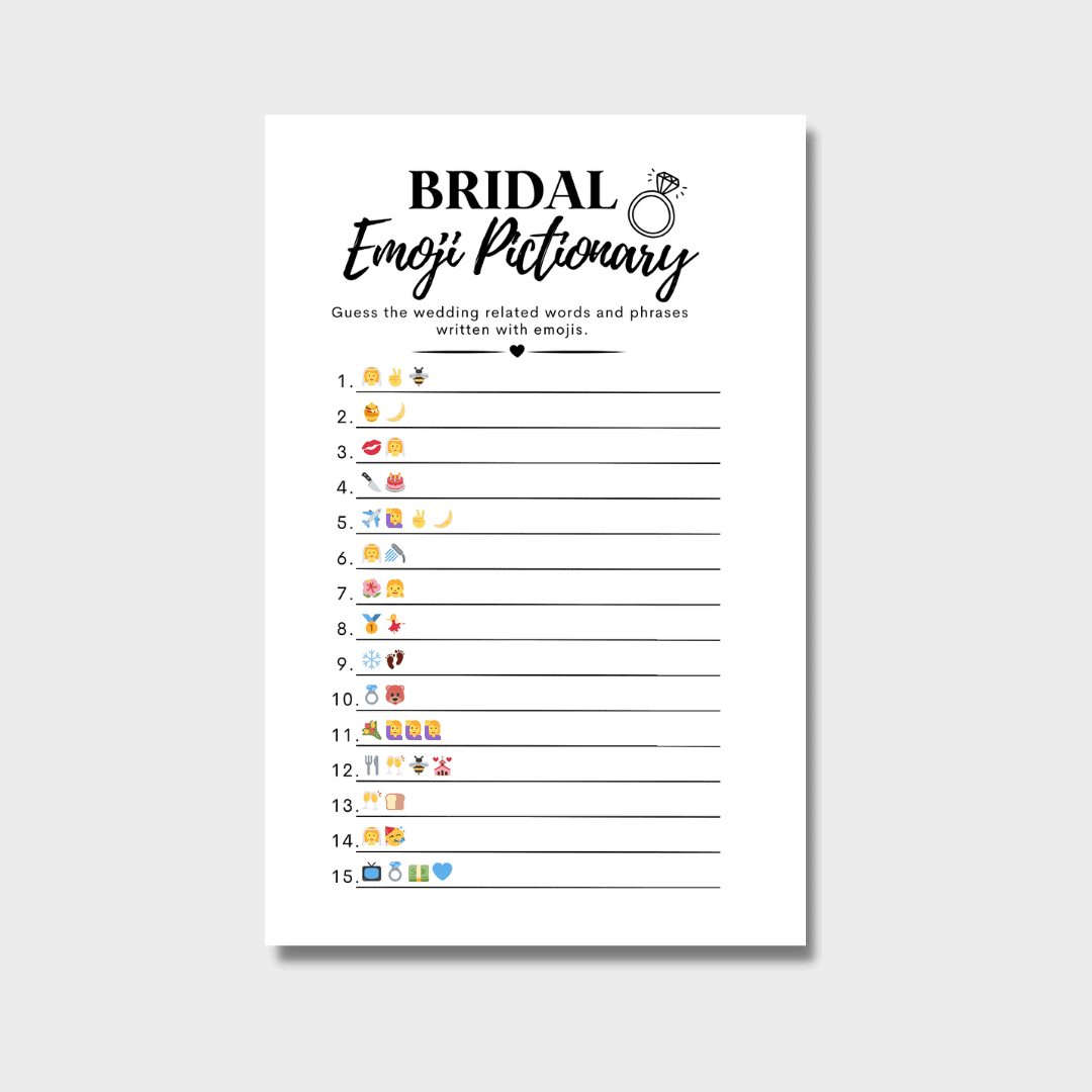 Free Printable Bridal Shower Emoji Game Cards + Answers - Bold &amp; Bubbly